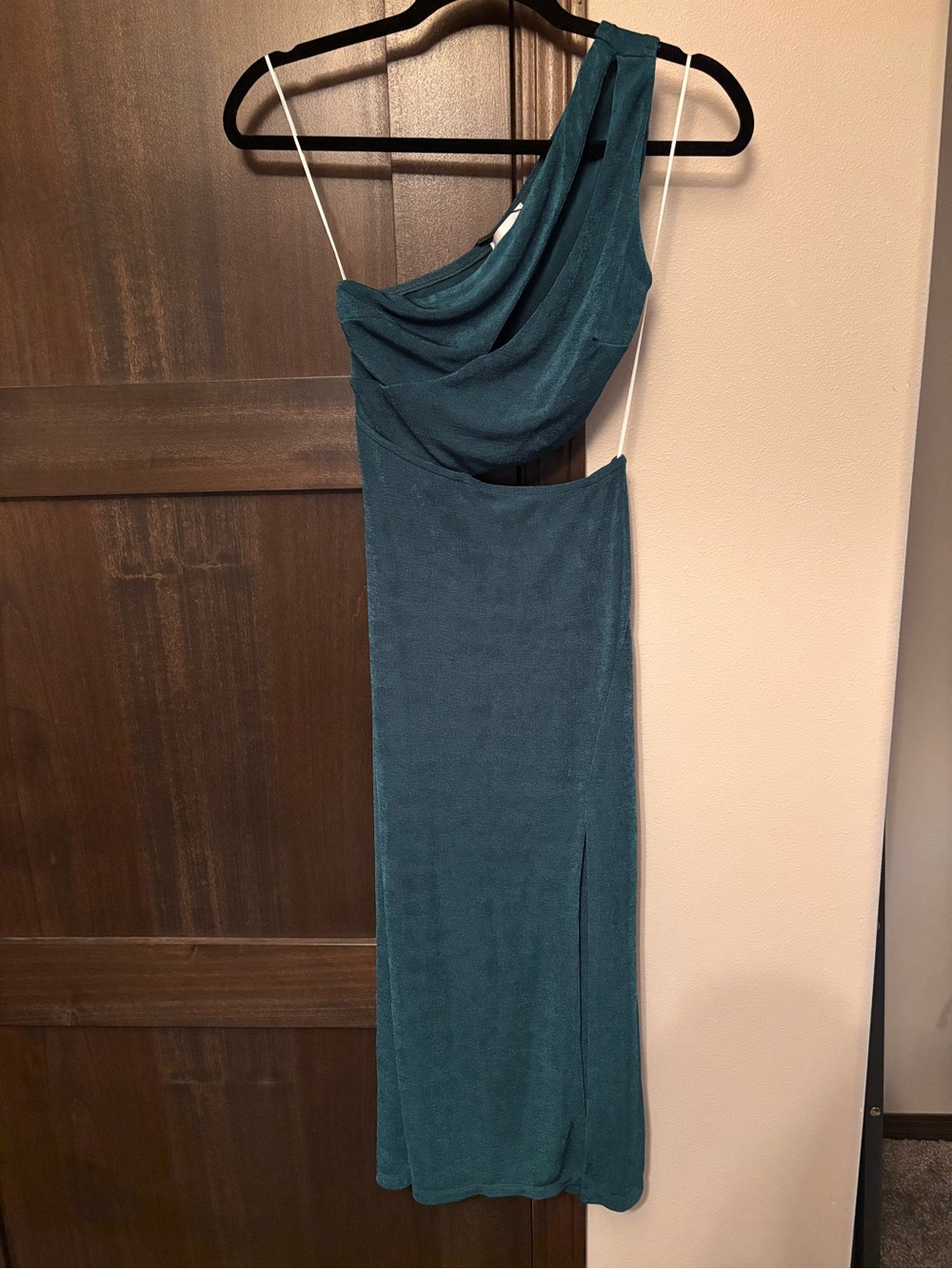 Hello Molly Teal One-Shoulder Midi Dress